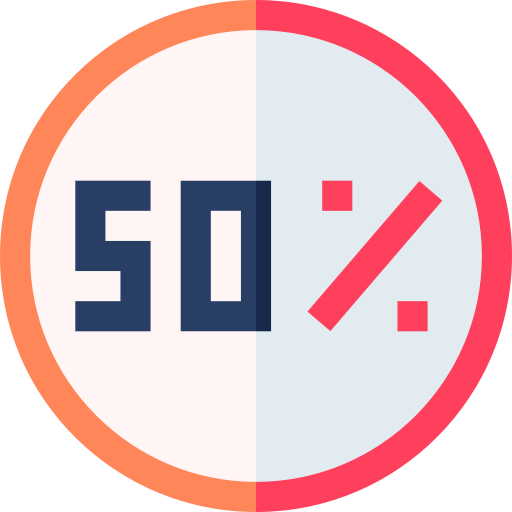 50 prozent Basic Straight Flat icon