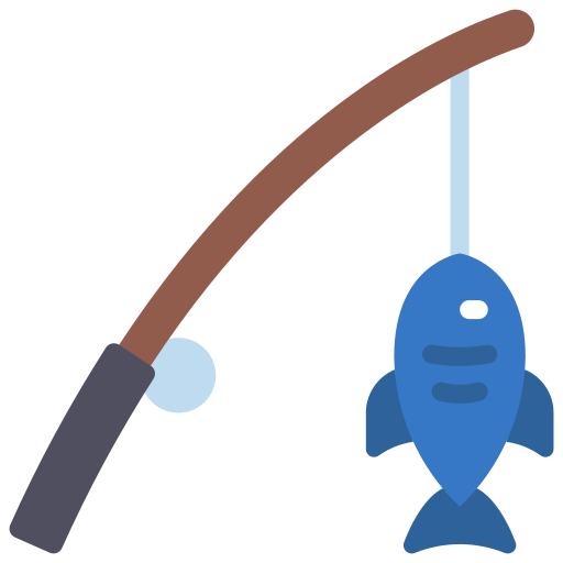 Fishing rod Juicy Fish Flat icon