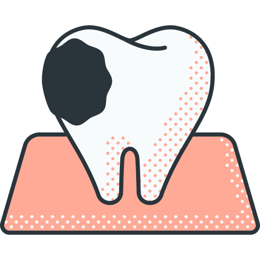 cariës Detailed Offset Lineal color icoon