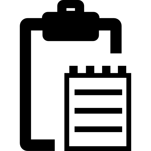 Notes tools symbol of a clipboard and notebook  icon