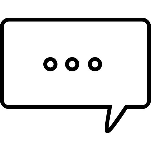 Прямоугольный речевой пузырь с тремя точками внутри обозначенного символа интерфейса  иконка