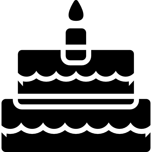 Cake of celebration with one candle  icon
