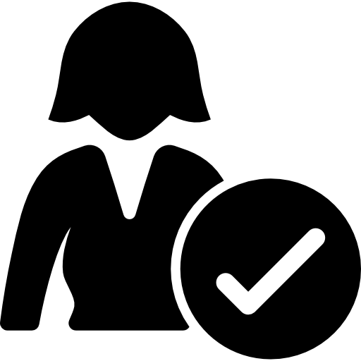 Woman searching job verified symbol  icon