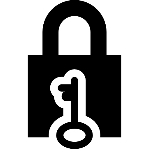 Locked padlock and key  icon