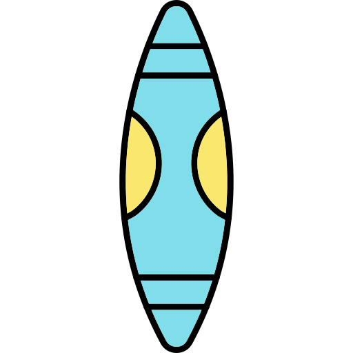 サーフィンボード Generic Thin Outline Color icon