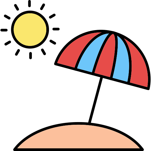 ビーチパラソル Generic Thin Outline Color icon