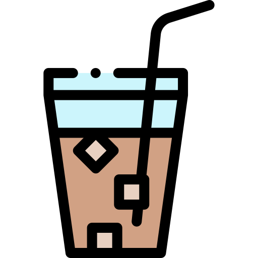 Iced coffee Detailed Rounded Lineal color icon