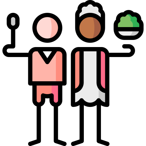 Lunch time Puppet Characters Lineal Color icon