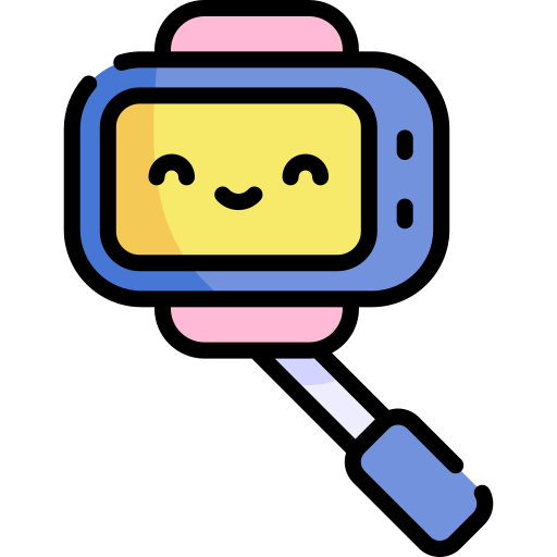 Selfie stick Kawaii Lineal color icon