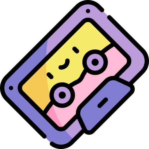 kaseta Kawaii Lineal color ikona