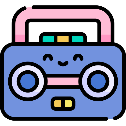 cassete de rádio Kawaii Lineal color Ícone