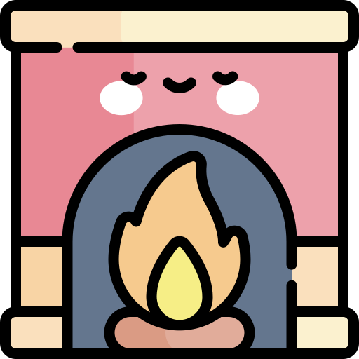 chimenea Kawaii Lineal color icono