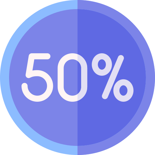 50 percento Basic Rounded Flat icona