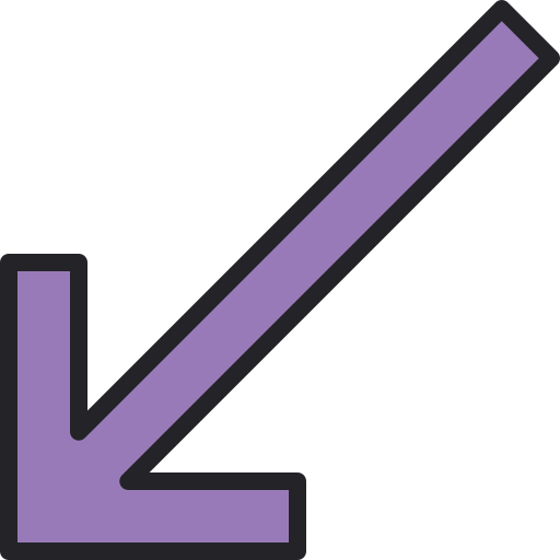 Down left arrow Generic Outline Color icon