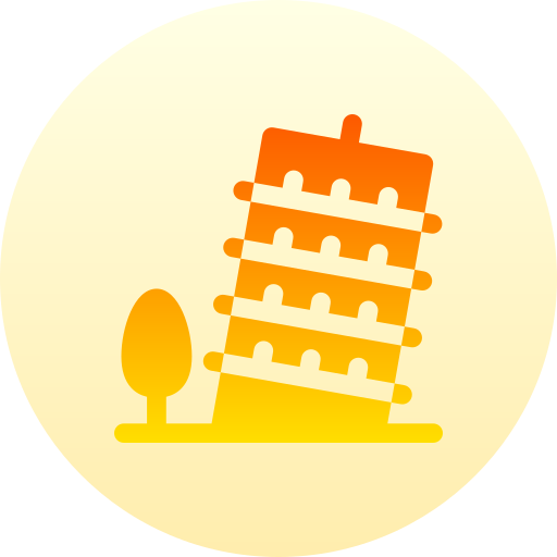 krzywa wieża w pizie Basic Gradient Circular ikona
