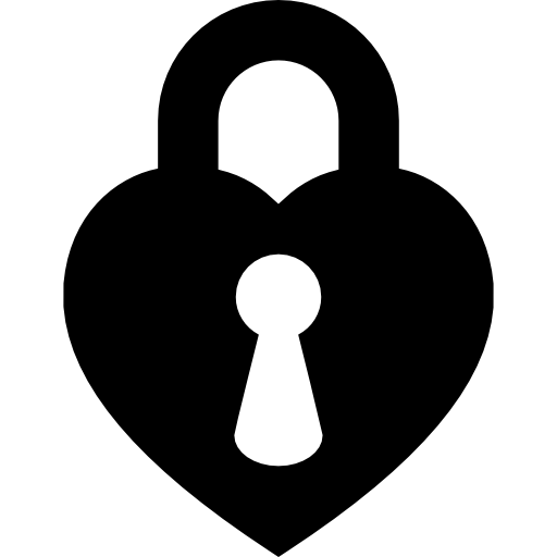 Heart shaped locked padlock  icon