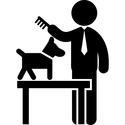 mann, der einen hund kämmt  icon