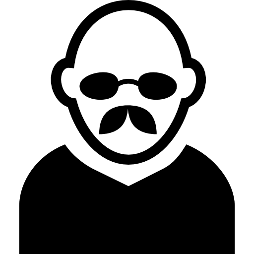 mann avatar mit glatze, sonnenbrille und schnurrbart  icon