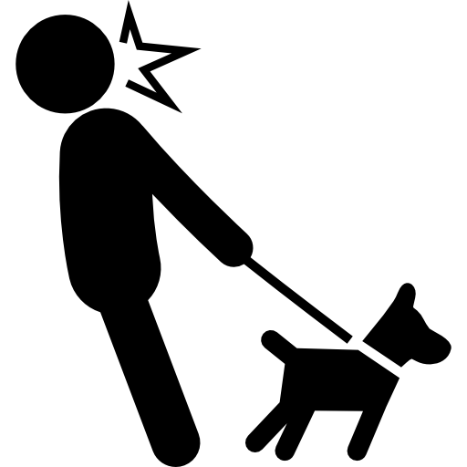 cachorro de perro y su dueño mirando en direcciones opuestas  icono