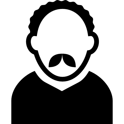 Adult man avatar with short curly hair and mustache  icon