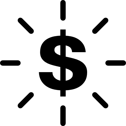 signe du dollar avec lumière Basic Rounded Filled Icône