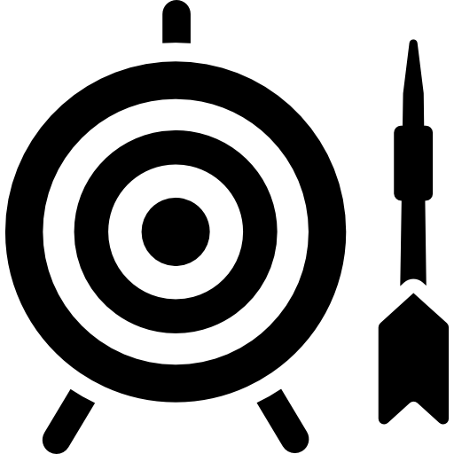 Dart and target of concentric circles  icon