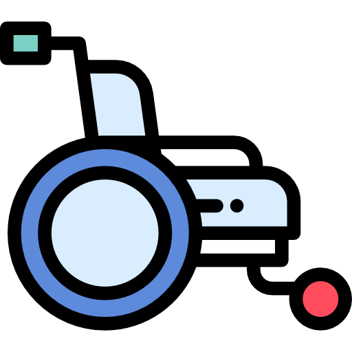 바퀴 달린 의자 Detailed Rounded Lineal color icon