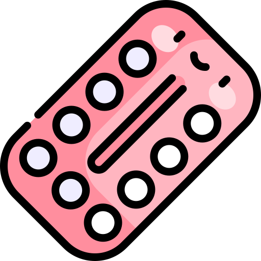 pillole contraccettive Kawaii Lineal color icona