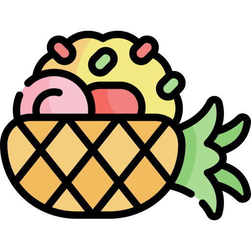 riso fritto all'ananas Kawaii Lineal color icona