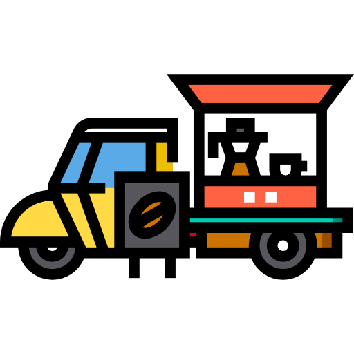 ciężarówka do kawy Detailed Straight Lineal color ikona