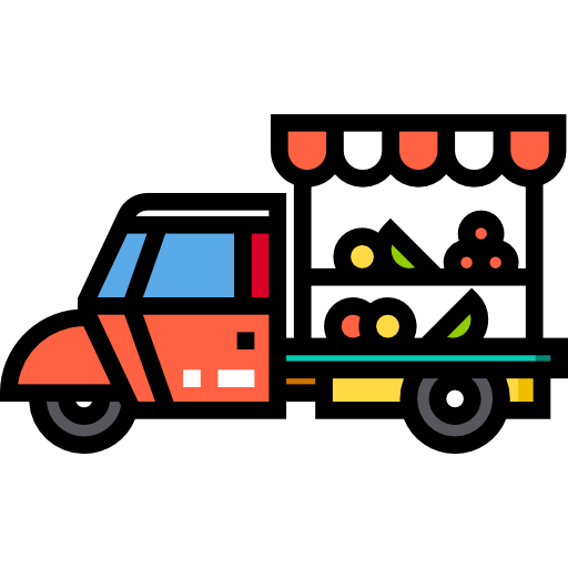 ciężarówka z owocami Detailed Straight Lineal color ikona