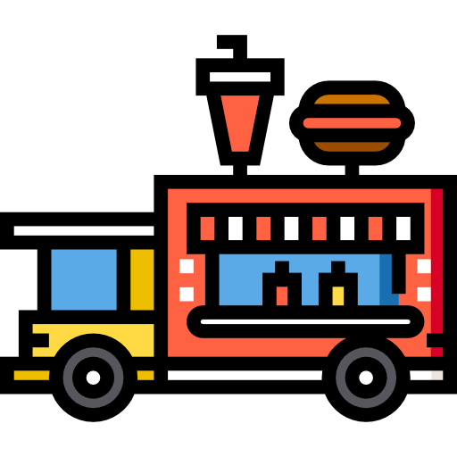 ciężarówka z żywnością Detailed Straight Lineal color ikona