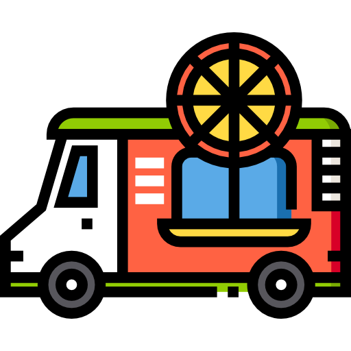 Pizza truck Detailed Straight Lineal color icon