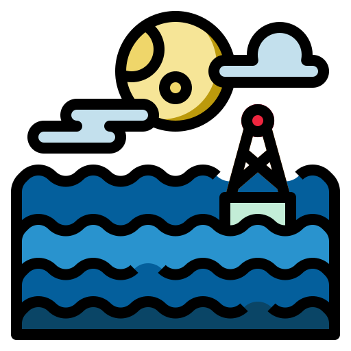 poziom morza PongsakornRed Lineal Color ikona