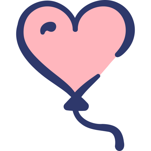 Воздушный шар в форме сердца Basic Hand Drawn Lineal Color иконка