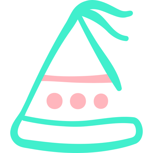 chapeau de fête Basic Hand Drawn Color Icône