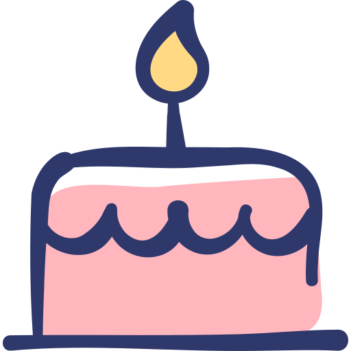 verjaardagstaart Basic Hand Drawn Lineal Color icoon