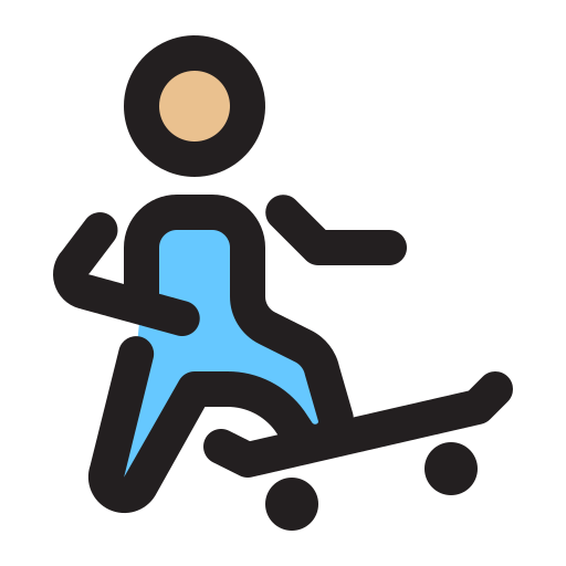 Skateboard Generic Outline Color icon