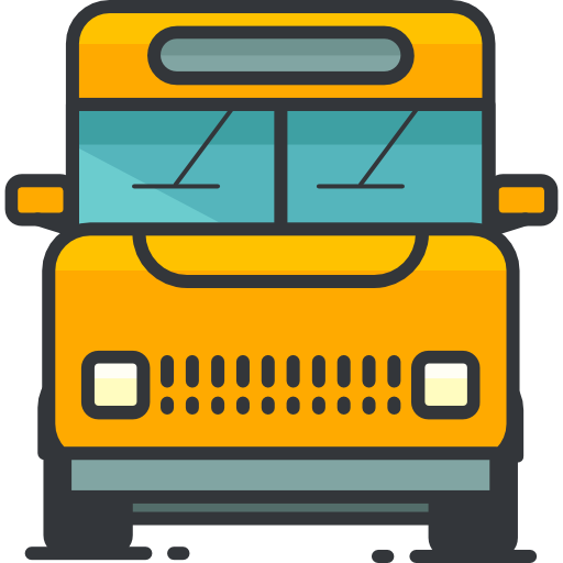 Ônibus escolar Roundicons Premium Lineal Color Ícone
