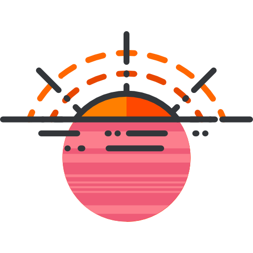 puesta de sol Roundicons Premium Lineal Color icono