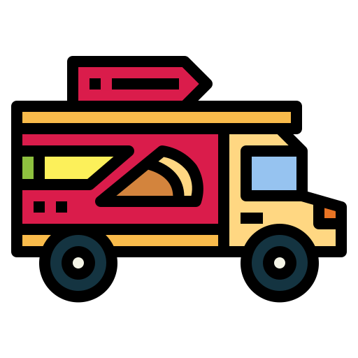 Pizza truck Smalllikeart Lineal Color icon