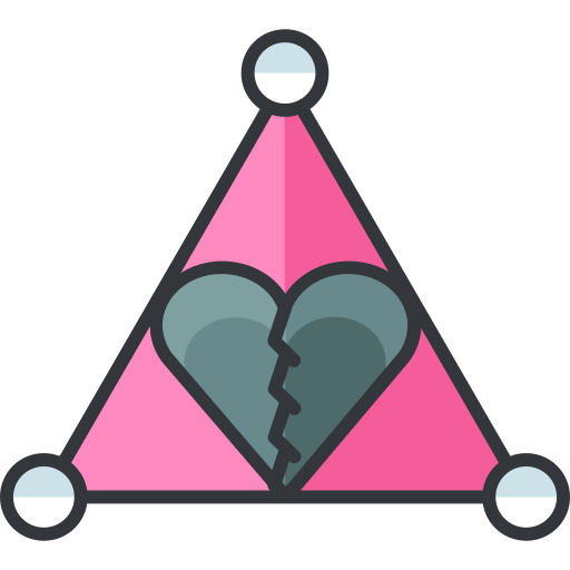 triángulo amoroso Roundicons Premium Lineal Color icono