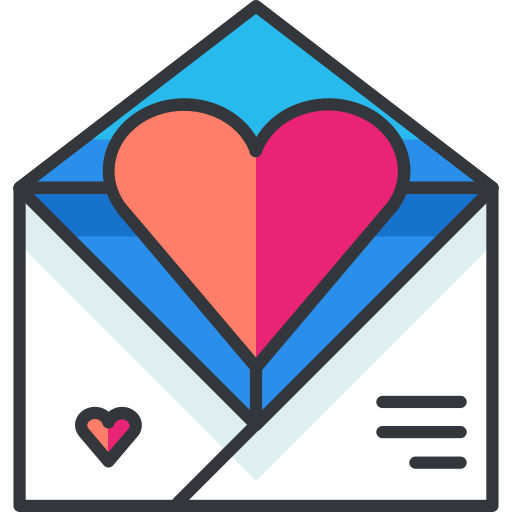 carta de amor Roundicons Premium Lineal Color icono
