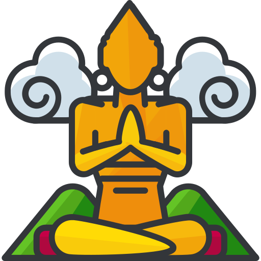 grote boeddha van thailand Roundicons Premium Lineal Color icoon
