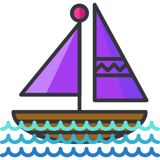 barca a vela Roundicons Premium Lineal Color icona