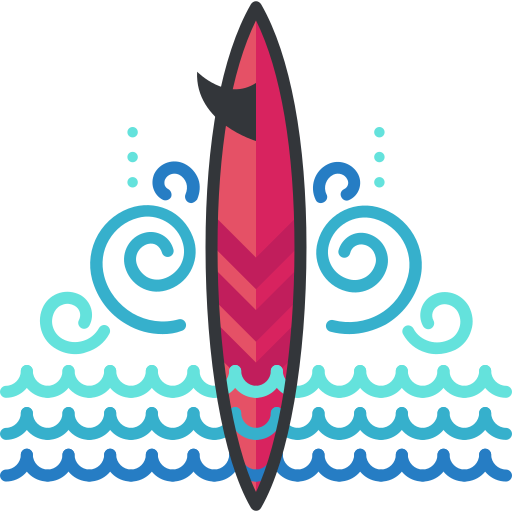 Surfboard Roundicons Premium Lineal Color icon