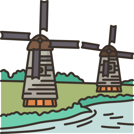 windmühlen von kinderdijk Amethys Design Lineal Color icon