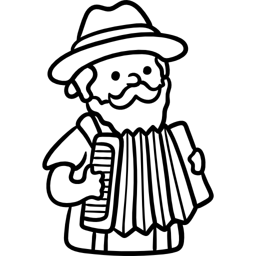 acordeonista Hand Drawn Black icono