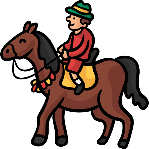 Horseriding Hand Drawn Color icon