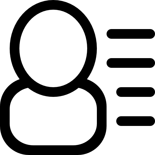 simbolo dell'interfaccia delle informazioni utente con righe di testo sul lato destro Catalin Fertu Lineal icona